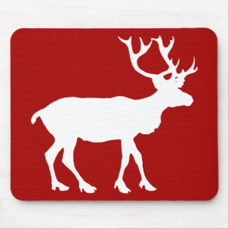 Red and White Reindeer Mouse Pad