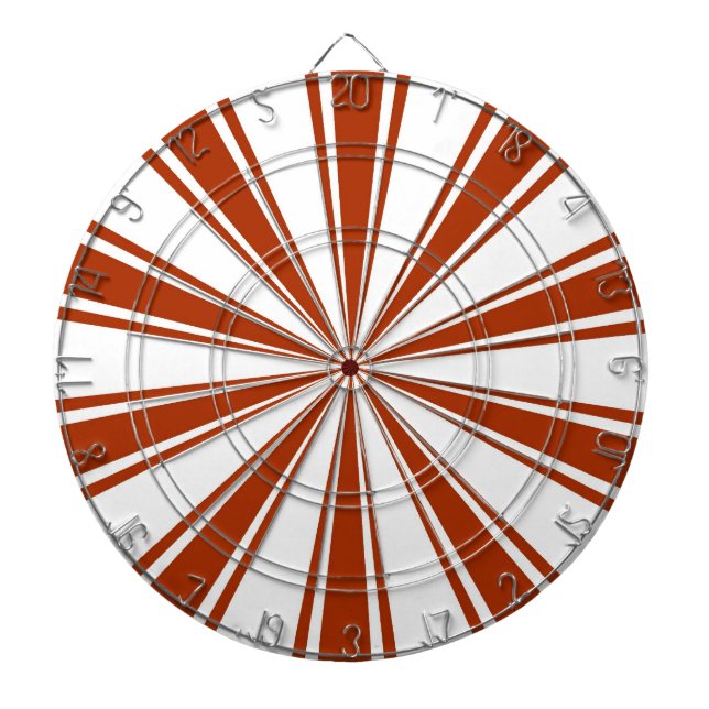 Red and white retro funky sun stripes dartboard (Front)