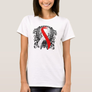Red and White Ribbon with Wings T-Shirt