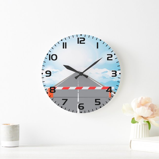 Red and White Road Barrier Blocked Access  Large Clock (Creator Uploaded)