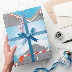 Red and White Road Barrier Blocked Access  Wrapping Paper