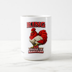 Red and White Rooster Men TShirt Coffee Mug