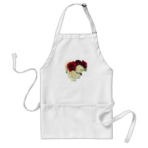 Red and White Rose Heart Standard Apron