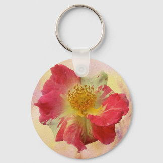 Red and White Rose Key Ring