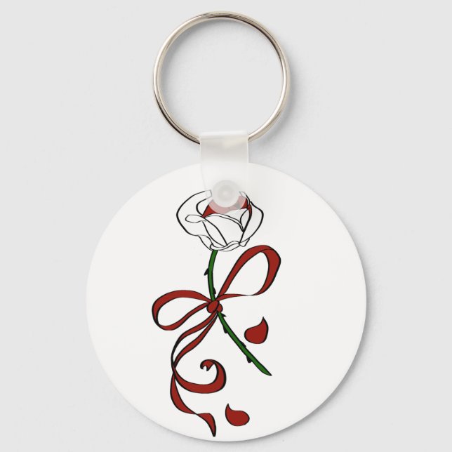Red and White Rose Key Ring (Front)