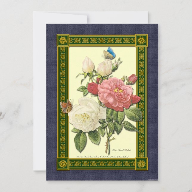 Red and White Roses Botanical Invitation (Front)