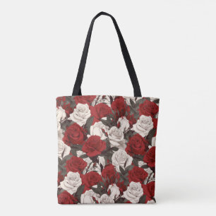 Red and White Roses Tote Bag
