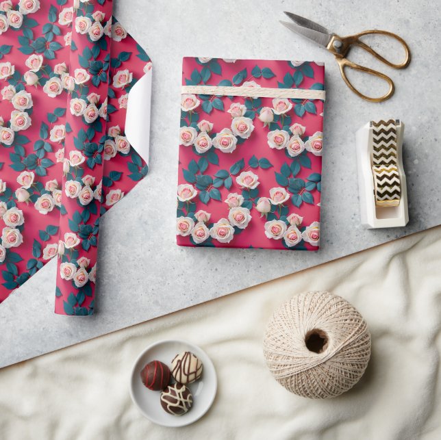 Red And White Roses  Wrapping Paper (Crafts)