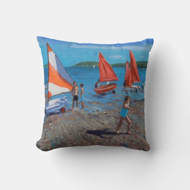 Red and White Sails Abersoch Cushion (Front)