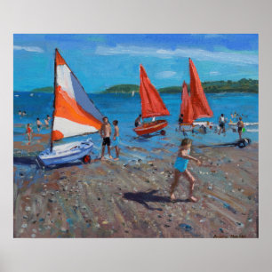 Red and White Sails Abersoch Poster