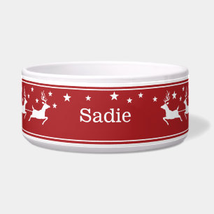 Red And White Santa Sleigh And Stars Christmas Pet