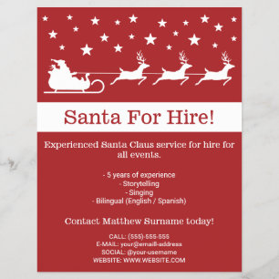 Red And White Santa Sleigh - Santa For Hire Flyer