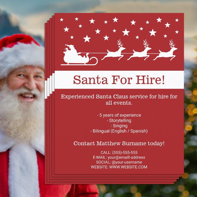 Red And White Santa Sleigh - Santa For Hire Flyer (Creator Uploaded)