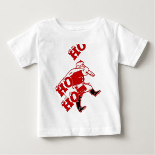 Red and White Santa Walking Ho Ho Ho Art Print Baby T-Shirt