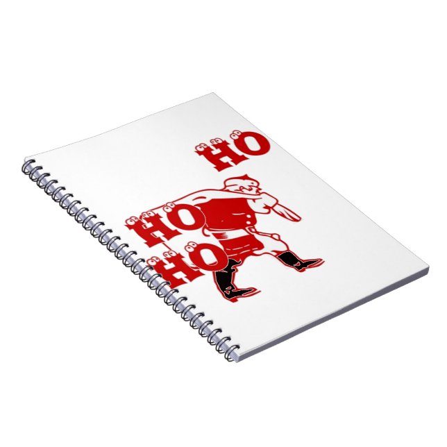 Red and White Santa Walking Ho Ho Ho Art Print Notebook (Right Side)