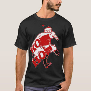 Red and White Santa Walking Ho Ho Ho Art Print T-Shirt