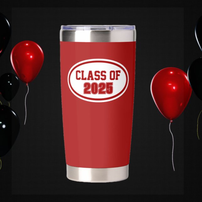 Red and White School Colours Class Year Insulated Tumbler (In Situ (Graduation))