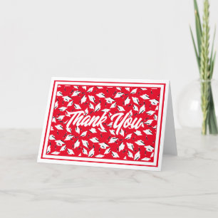 Red and White School Colours Graduation Party Thank You Card