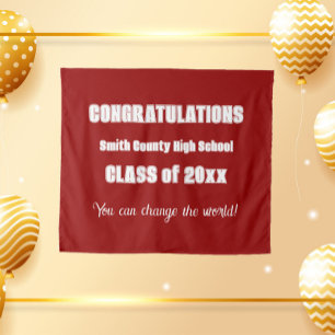 Red and White School Colours Graduation Tapestry