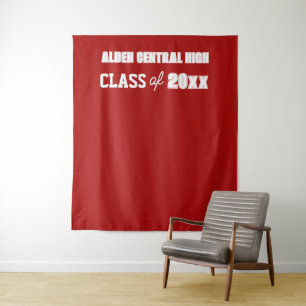 Red and White School Colours Photo Backdrop Tapestry