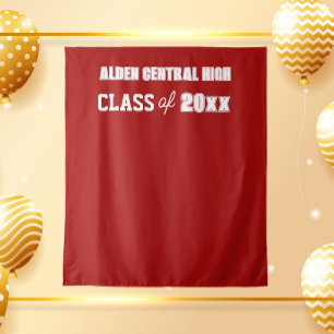 Red and White School Colours Photo Backdrop Tapestry