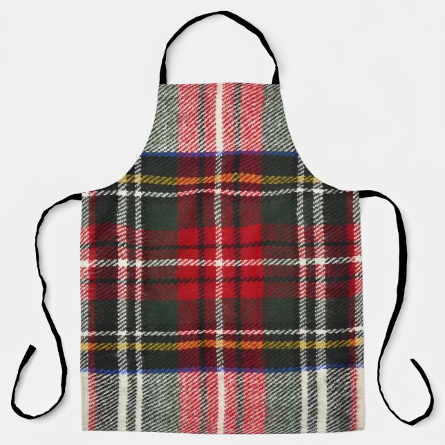 Red and white Scottish tartan plaid. Apron (Front)