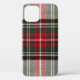 Red and white Scottish tartan plaid. iPhone 12 Case