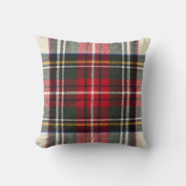 Red and white Scottish tartan plaid. Cushion (Front)
