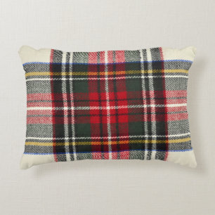 Red and white Scottish tartan plaid. Decorative Cushion