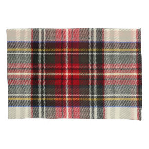 Red and white Scottish tartan plaid. Pillowcase