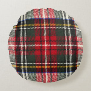 Red and white Scottish tartan plaid. Round Cushion