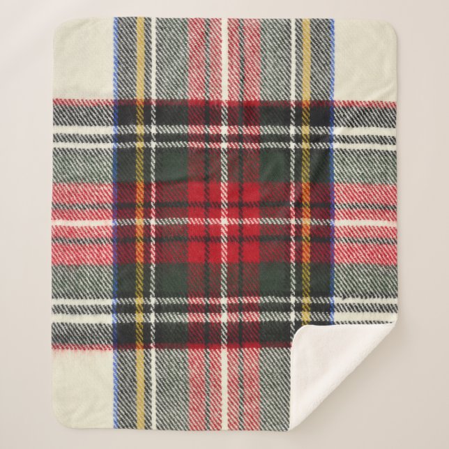 Red and white Scottish tartan plaid. Sherpa Blanket (Front)