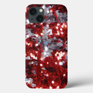 Red and White Sequins Bling iPad Case