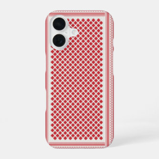 Red and White Shemagh Keffiyeh Pattern, Saudi iPhone 16 Case