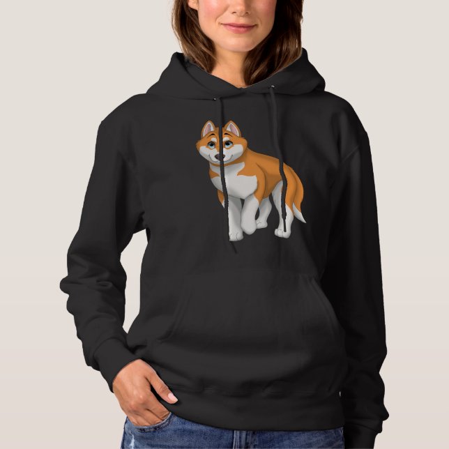 Red and White Siberian Husky Dog with Blue Eyes Hoodie (Front)