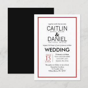 Red and White Simple Border Wedding Invite
