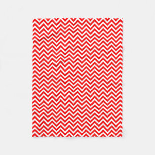Red and White Small Size Horizontal Chevron Fleece Blanket