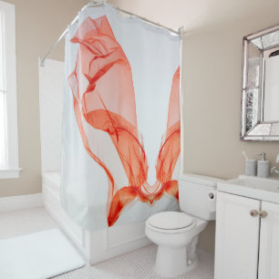 Red and White Smoke Illustration Shower Curtain