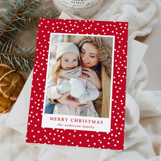 Red and White Snowballs 2 Photo Holiday Card (Creator Uploaded)