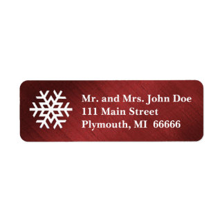Red and White Snowflake Address Label Return Address Label