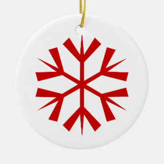 Red and White Snowflake Ceramic Ornament