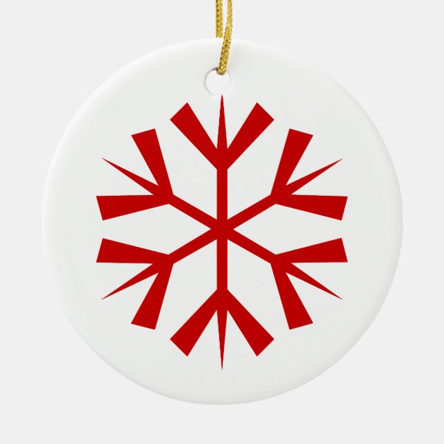 Red and White Snowflake Ceramic Tree Decoration (Front)