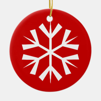 Red and White Snowflake Ceramic Tree Decoration