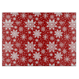 Red and White Snowflake Classic Pattern Design Cutting Board