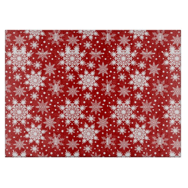 Red and White Snowflake Classic Pattern Design  Cutting Board (Front)