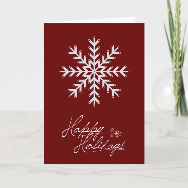 Red and White Snowflake Holiday Card (Front)