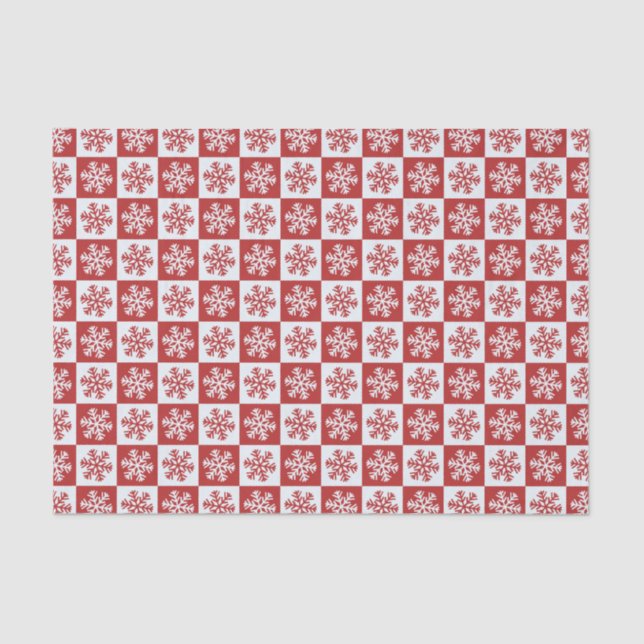 Red and White Snowflake Pattern Merry Christmas Tissue Paper (Front)