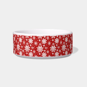 Red and White Snowflake Seamless Pattern Christmas Bowl