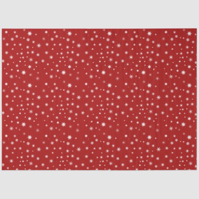 Red and White Snowflake  Tissue Paper (Front)