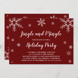 Red And White Snowflakes Jingle And Mingle Invitation